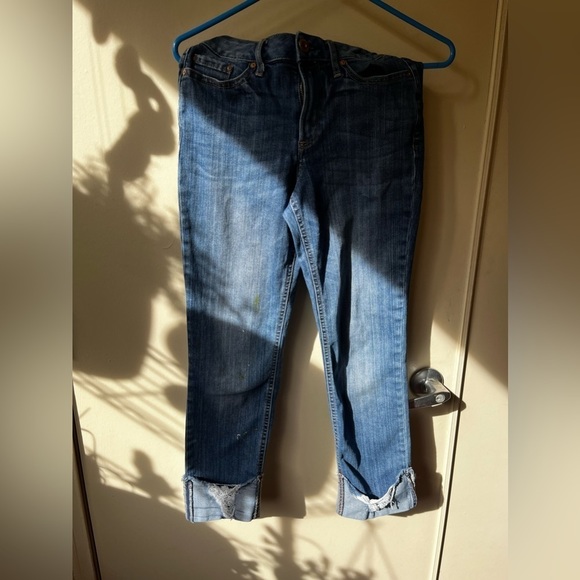 American Rag destroyed denim jeans - cuffed leg, size 3, light wash, ripped - Picture 2 of 5